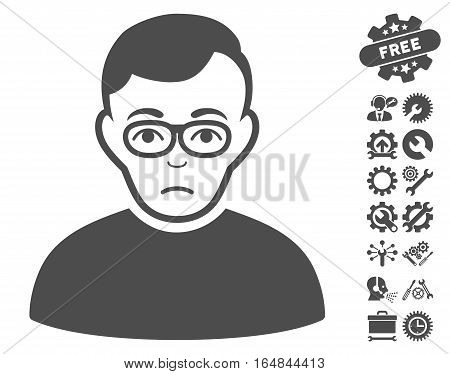 Downer icon with bonus settings images. Vector illustration style is flat iconic gray symbols on white background.