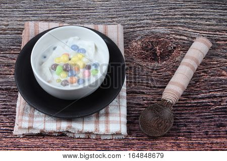 Colorful Dumplings In Coconut Cream, Bua Loi Khai Waan.
