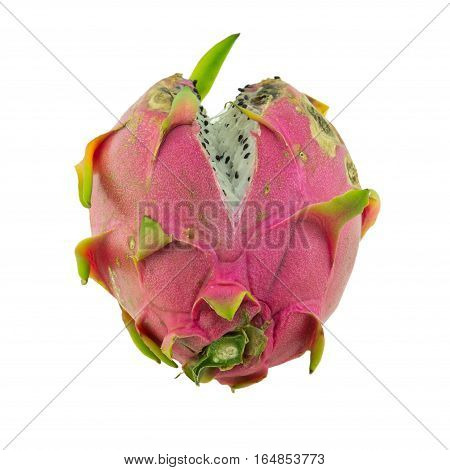 Rotten dragon fruit isolated on white background