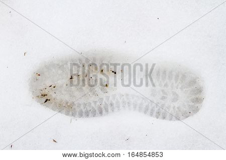 Winter Shoe Imprint In The Snow