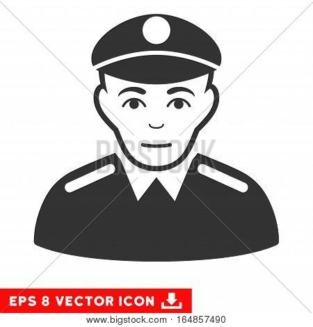 Vector Soldier EPS vector pictograph. Illustration style is flat iconic gray symbol on a transparent background.