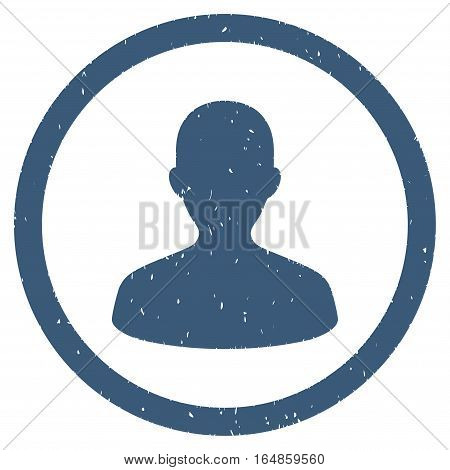 User rubber seal stamp watermark. Icon vector symbol with grunge design and corrosion texture. Scratched blue ink sticker on a white background.