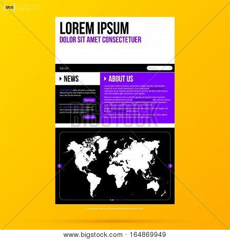 Web Site Template On Bright Yellow Background. Eps10