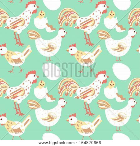 Chicken Family Seamless Pattern