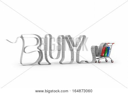 The concept of sales. Purchase receipt generated in the form of purchase labels. 3D illustration