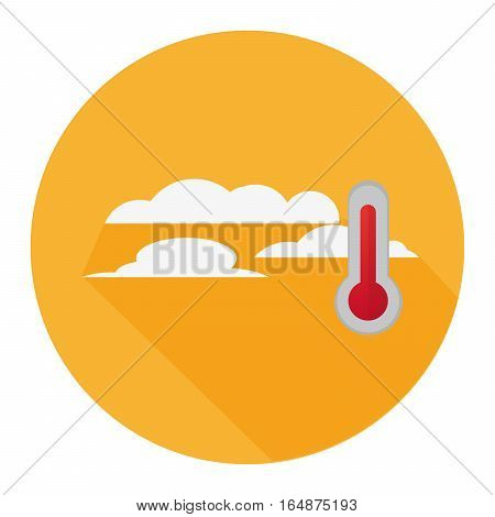 Flat Icon Clouds With Thermometer Long Shadow For Travel
