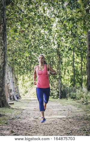 Beautiful woman doing jogging exercises in nature