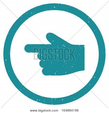 Index Finger Left Direction rubber seal stamp watermark. Icon vector symbol with grunge design and corrosion texture. Scratched soft blue ink sticker on a white background.