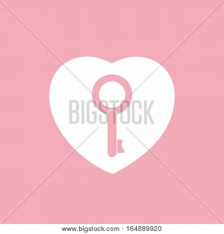 Heart . Key to heart. Pink background. Valentines day. Symbol of love