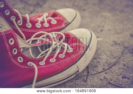 vintage retro red shoes high-tops sneakers travel concept