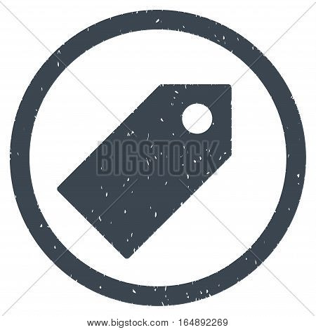 Tag rubber seal stamp watermark. Icon vector symbol with grunge design and corrosion texture. Scratched smooth blue ink sign on a white background.