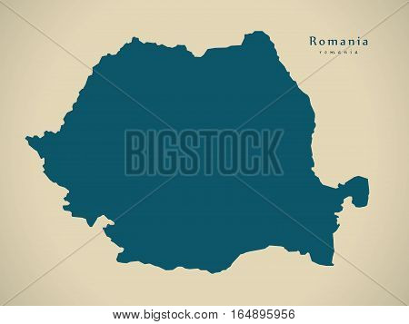 Modern Map - Romania RO silhouette illustration