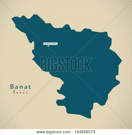 Modern Map - Banat Romania Ro Illustration