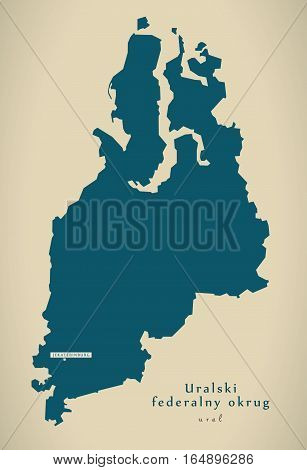 Modern Map - Uralski Russia Ru Illustration