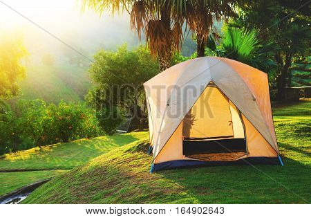 Dome tent camping at National Park Thailand