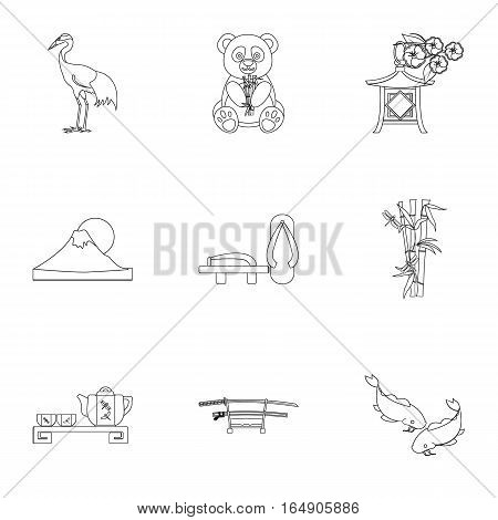 Japan set icons in outline style. Big collection of Japan vector symbol stock