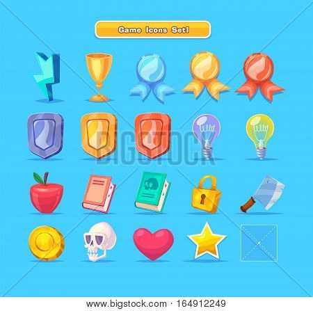 game resources icons Illustration and elements. Set 4 of elements for computer or mobile games and web design.