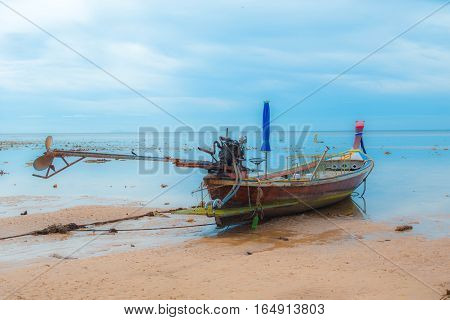 Sea boat and sky .These are Counterpart on beautiful island.