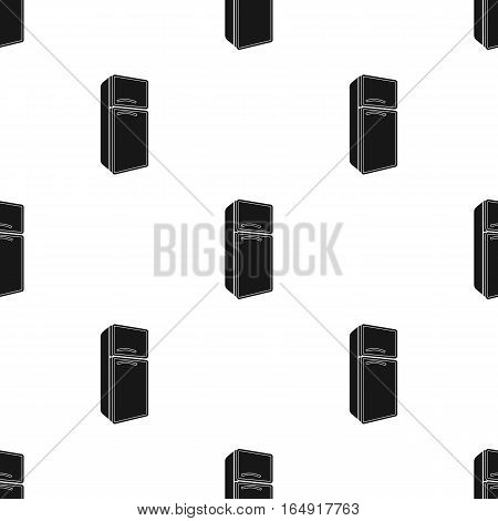 Refrigerator icon in black style isolated on white background. Kitchen pattern vector illustration.