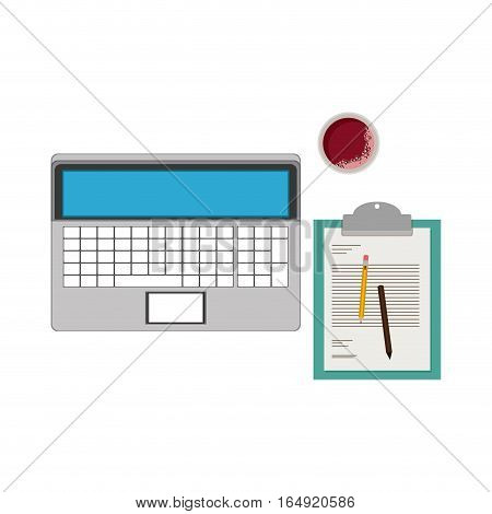 Laptop and document icon. Device gadget technology and electronic theme. Isolated design. Vector illustration