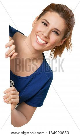 Woman peering peeking around a corner looking around peeking around corner looking