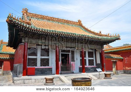 Yihe Hall in the Shenyang Imperial Palace (Mukden Palace), Shenyang, Liaoning Province, China. Shenyang Imperial Palace is UNESCO world heritage site built in 400 years ago.