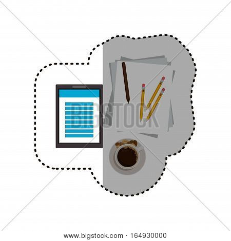 Tablet pencils and document icon. Device gadget technology and electronic theme. Isolated design. Vector illustration