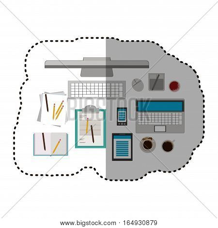 Computer laptop tablet smartphone and document icon. Device gadget technology and electronic theme. Isolated design. Vector illustration