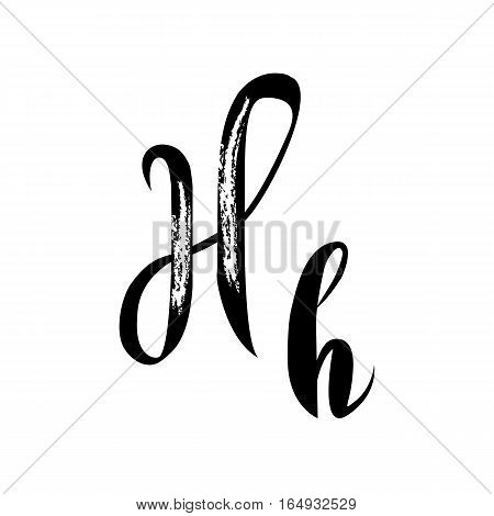 Letter H alphabet lettering vector calligraphy manuscript recipe