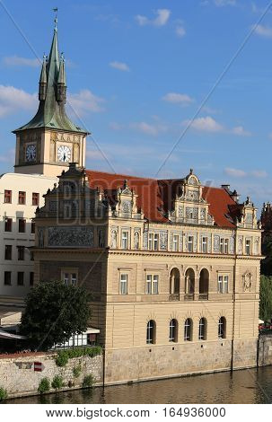 historical palace of the city of Prague near the Vltava river