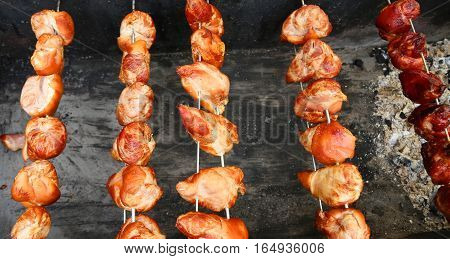 Czech Street Food Typical Specialties With Roasted Meat