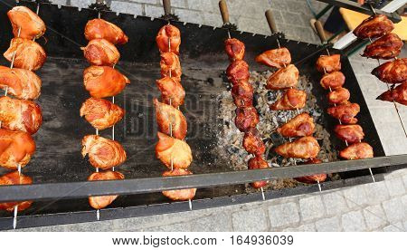 H Roasted Skewered Meat Sold On The Street