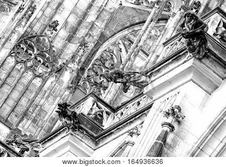 Gargoyles In Saint Vitus Cathedral In Prague