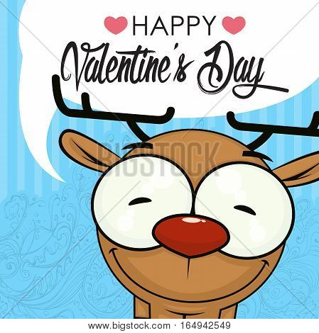 Valentines day greeting card with funny animal character.
