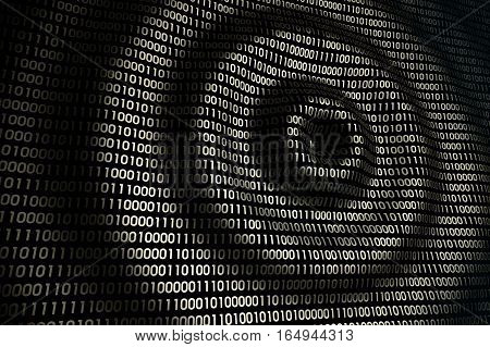 circular waves on abstract digital wall in cyberspace, binary technology golden background, 3d illustration