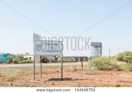 JACOBSDAL SOUTH AFRICA - DECEMBER 31 2016: A sign at the entrance of Jacobsdal a small town in the Free State Province