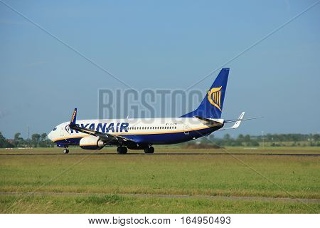 Amsterdam the Netherlands - June 9th EI-EMA Ryanair Boeing 737-8AS(WL) takeoff from Polderbaan runway destination Dublin Ireland