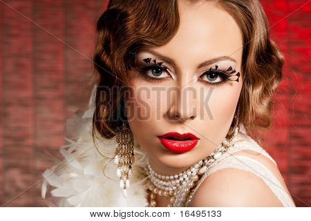 fashionable woman with art visage - burlesque