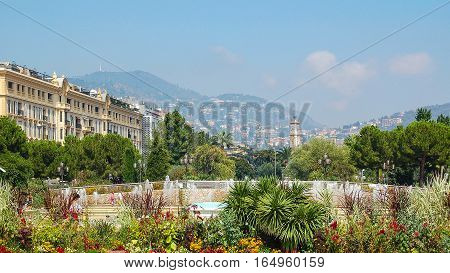 Vista from Place Massena in Nice on the French Riviera