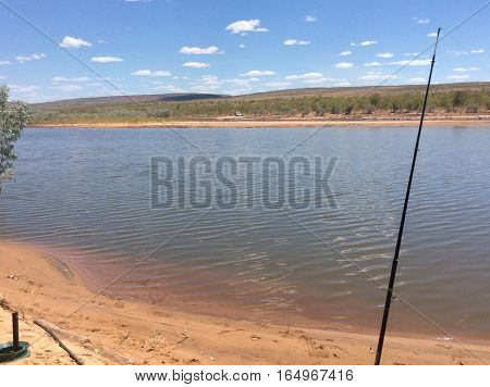 Fishing in the Pentecost River Australia in very remote wilderness