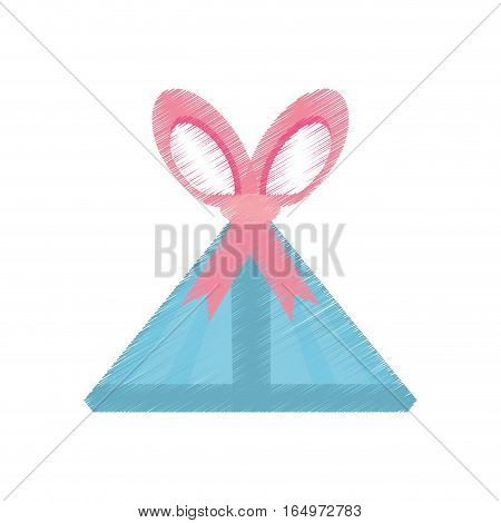 drawing gift box traingle pink bow vector illustration eps 10