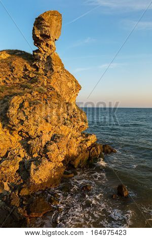 Generals beach at dawn. Karalar regional landscape park in the Crimea.