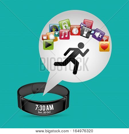 smart wristband tracker fitness green background vector illustration eps 10