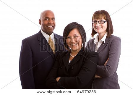 Diverse business team isolated on a white background.