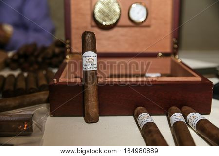 Cigars In Box On Table