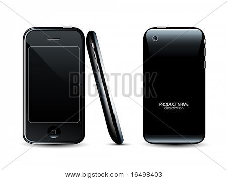 Moderne mobiele telefoon - front terug en zijaanzicht - professionele vector icon