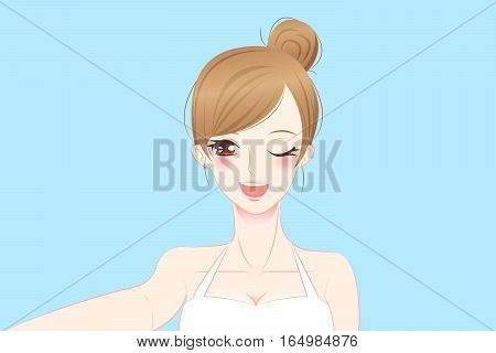 cartoon beauty woman selfie and smile to you