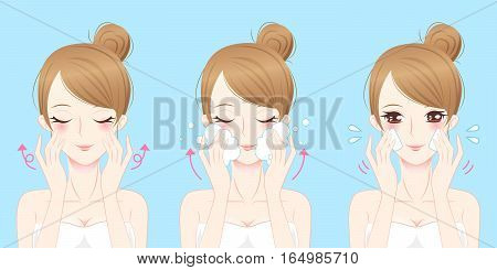 cartoon skin care woman wash her face