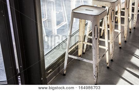 brass bar stools in vintage caffe. Nice Hotel Lounge