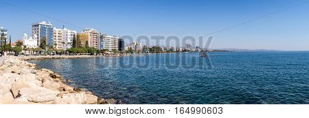 Limassol, Cyprus - 26 October, 2015: Limassol Seafront As Seen From Promenade (molos)